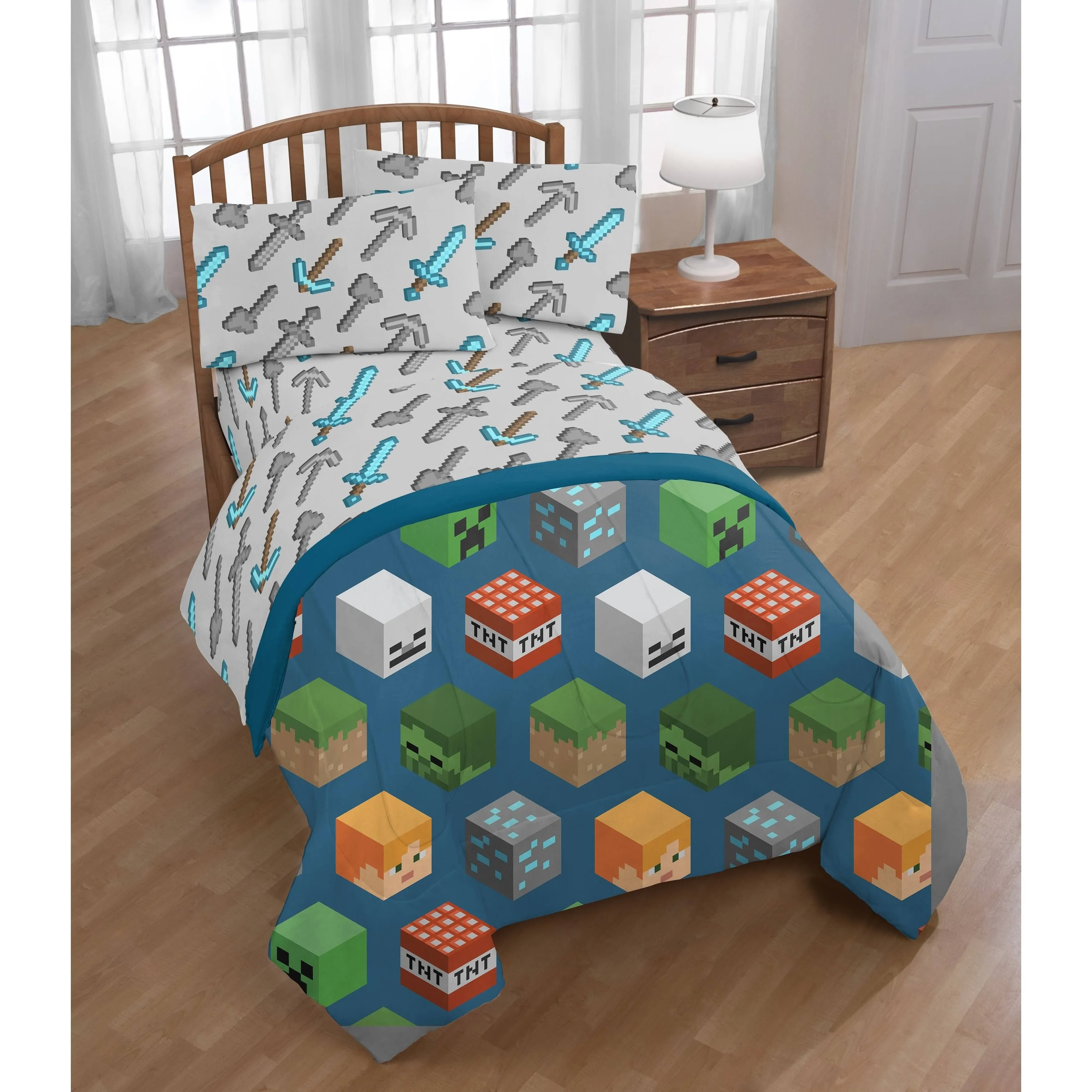 Isometric Characters Comforter by Minecraft, Size: Twin