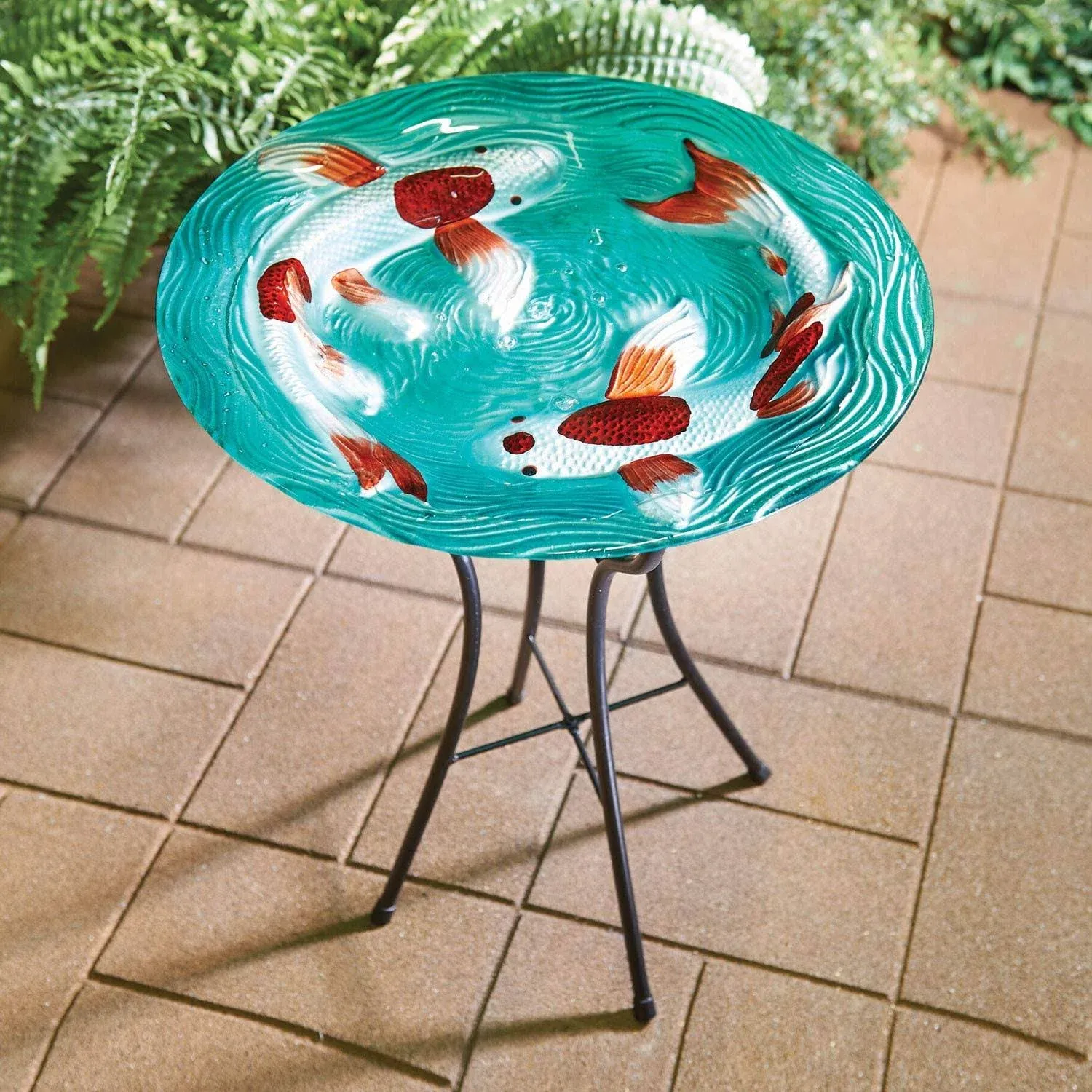 Hanging Swimming Koi Fish Birdbath