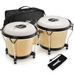 Bongo Drums 6” and 7” Wood Percussion Instrument Bongos for Kids Adults Beginner