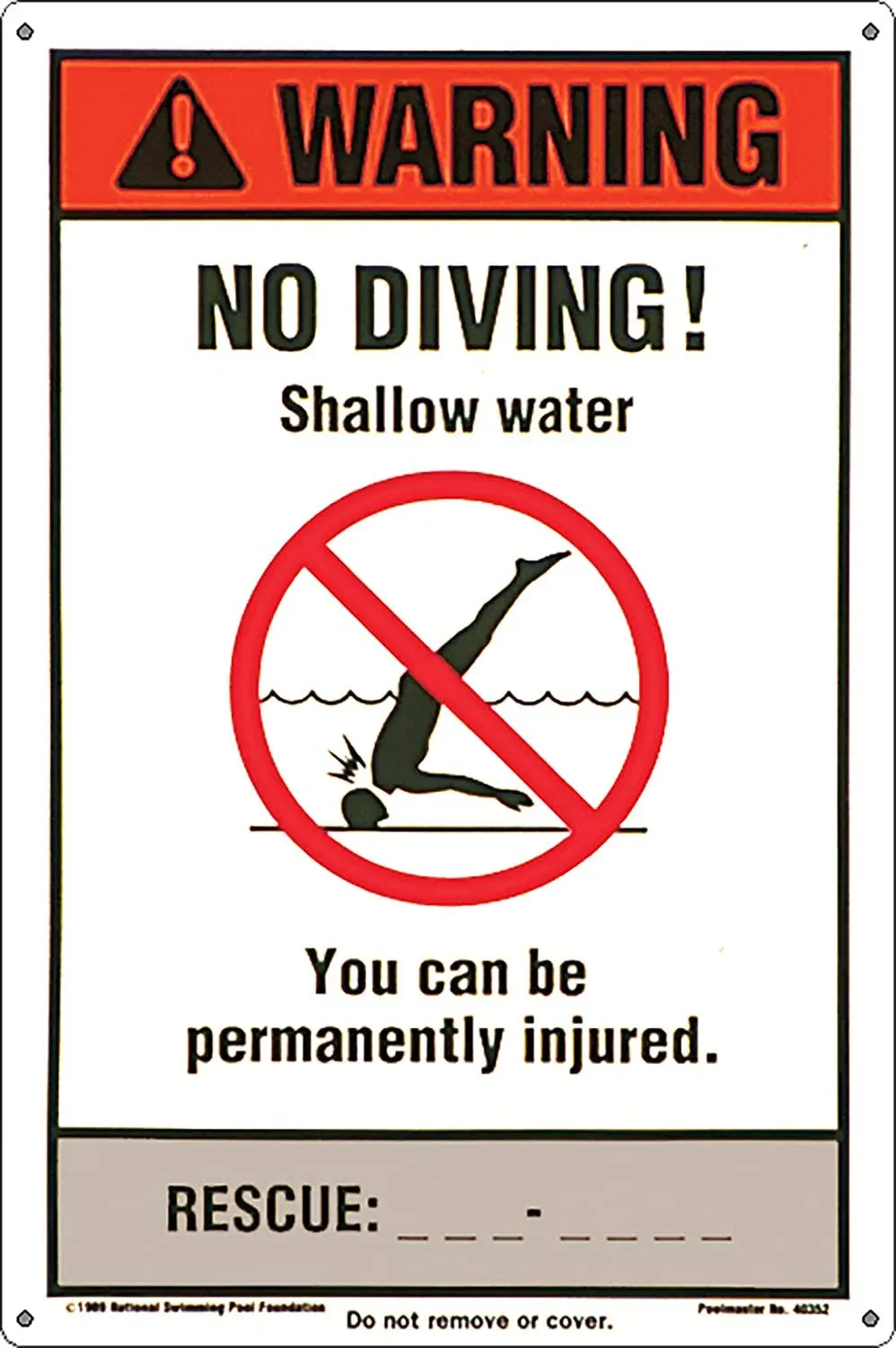 Poolmaster 40352 NSPF No Diving Sign for Residential or Commercial Pools