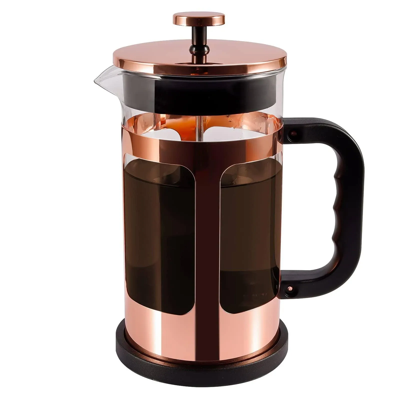 French Press Coffee Tea Maker， Upgrade Heat Cold Resistant Thickened Glass with 4 Level Stainless Steel Filtration System Brew Coffee & Tea， BPA Free, Large 1000ml 34oz,Rose Gold