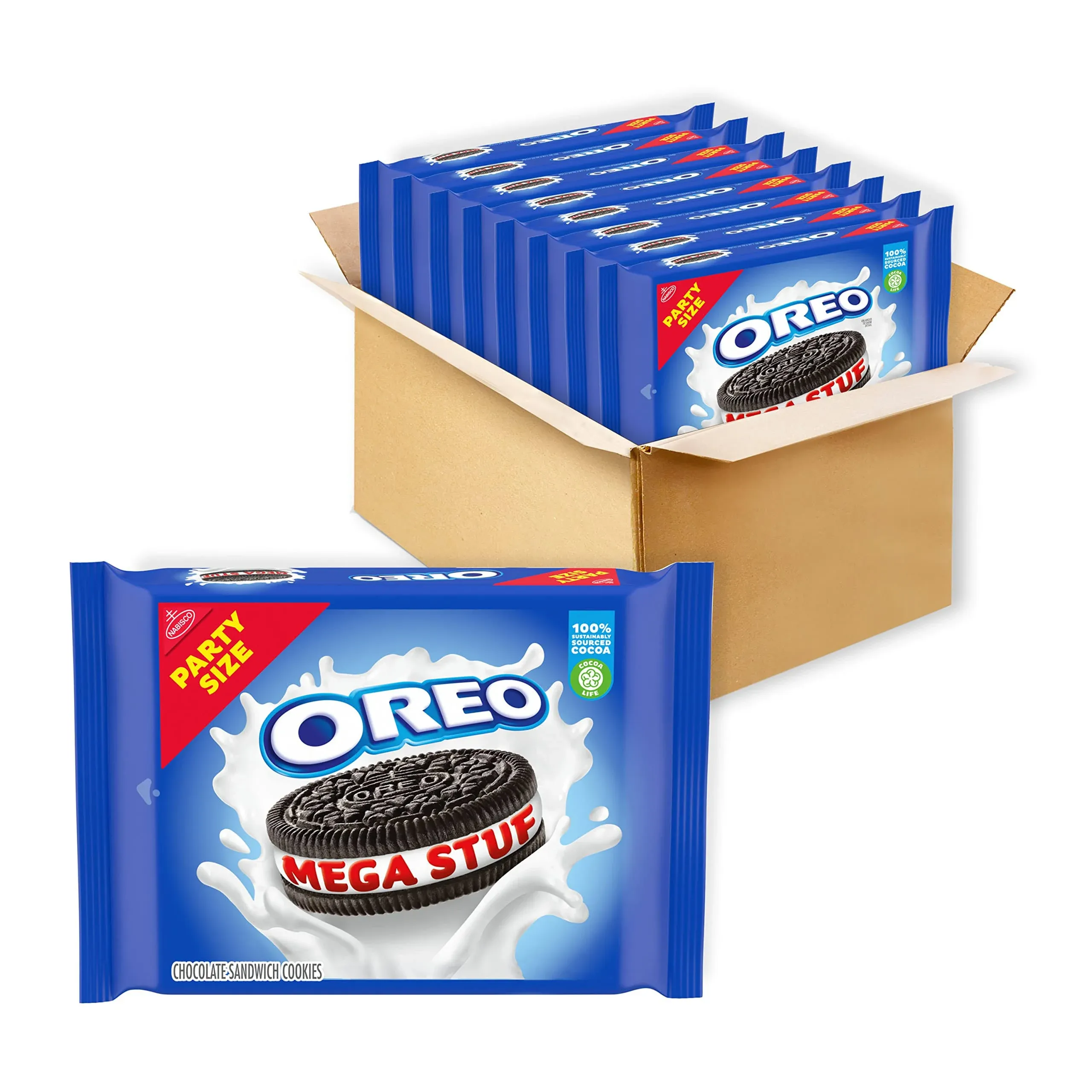 OREO Mega Stuf Chocolate Sandwich Cookies, Party Size, 8 - 1 lb 9.35 oz Packs