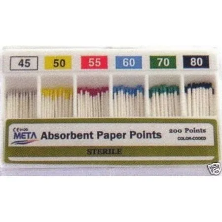 Dental Endo Endodontic Absorbent Paper Points META Size 45-80 Color Coded