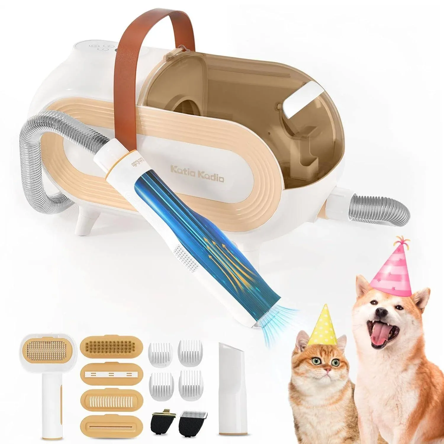 Katio Kadio Pet Grooming Vacuum for Dog - 60dB Low Noise Dog Grooming Vacuum Kit Suck in 99% Hair, Dog Grooming Tools for Shedding Small, Medium Dog