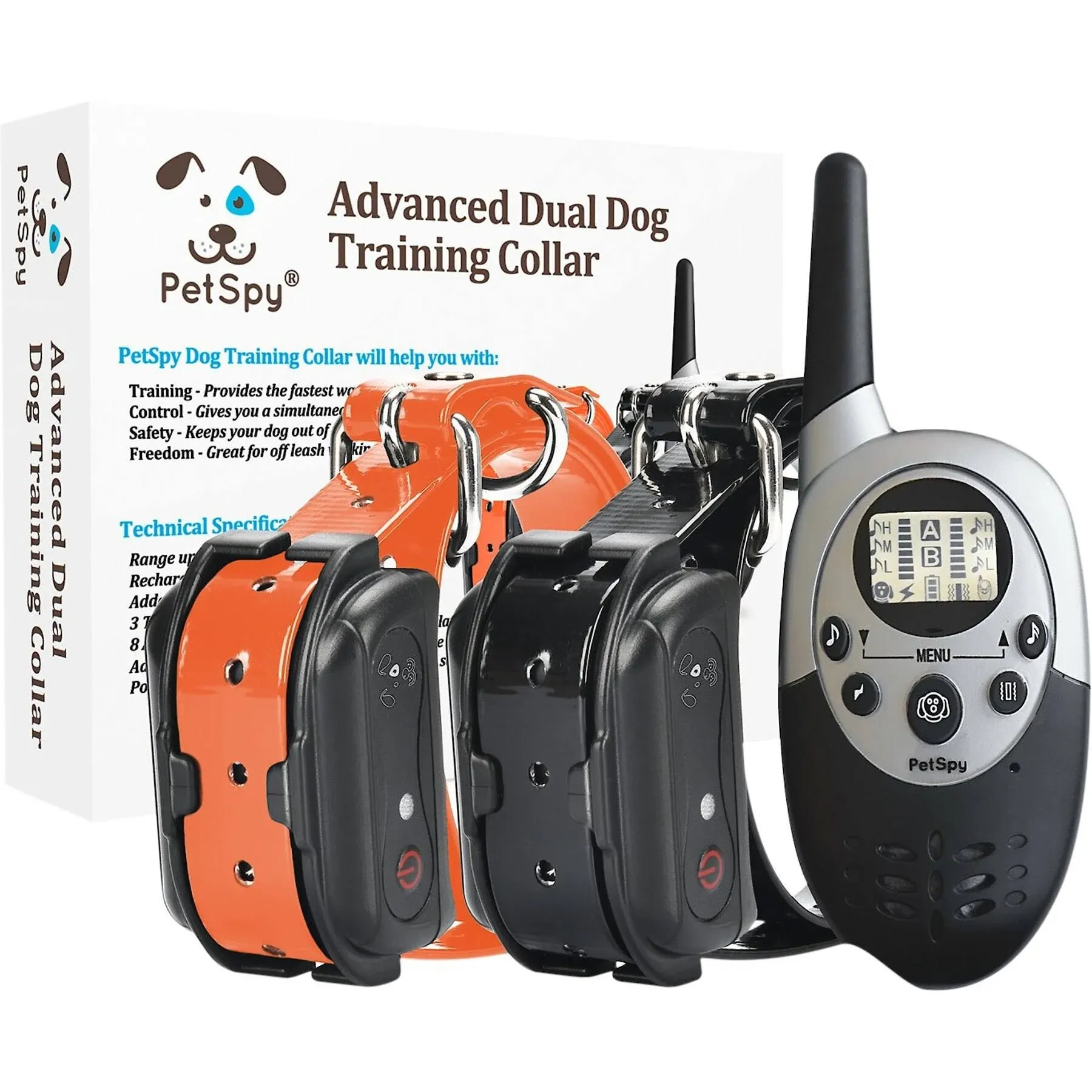 PetSpy M86-2 Advanced Dog Training Collar for 2 Dogs