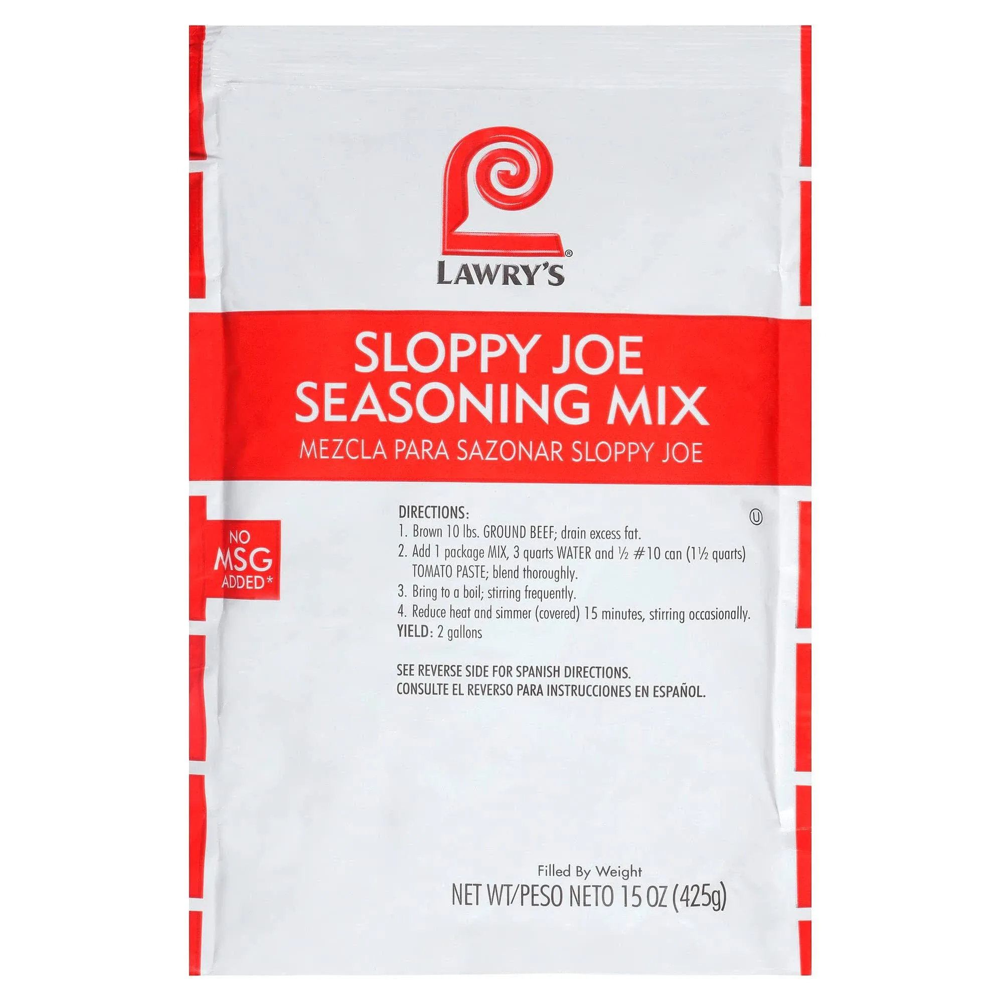 Lawry,S Sloppy Joe Seasoning Mix, 15 Oz - One 15 Ounce Package Of Sloppy Joes Mix, Made With Premium Blend Of Spices, Perfect In Sloppy Joes Or To Flavor Stuffed Peppers And More