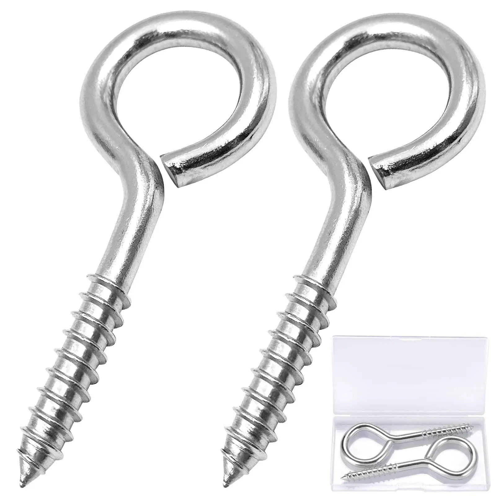 5 Inch Large Eye Hooks - Solid Stainless Steel Eye Hooks Screw in Heavy Duty ...