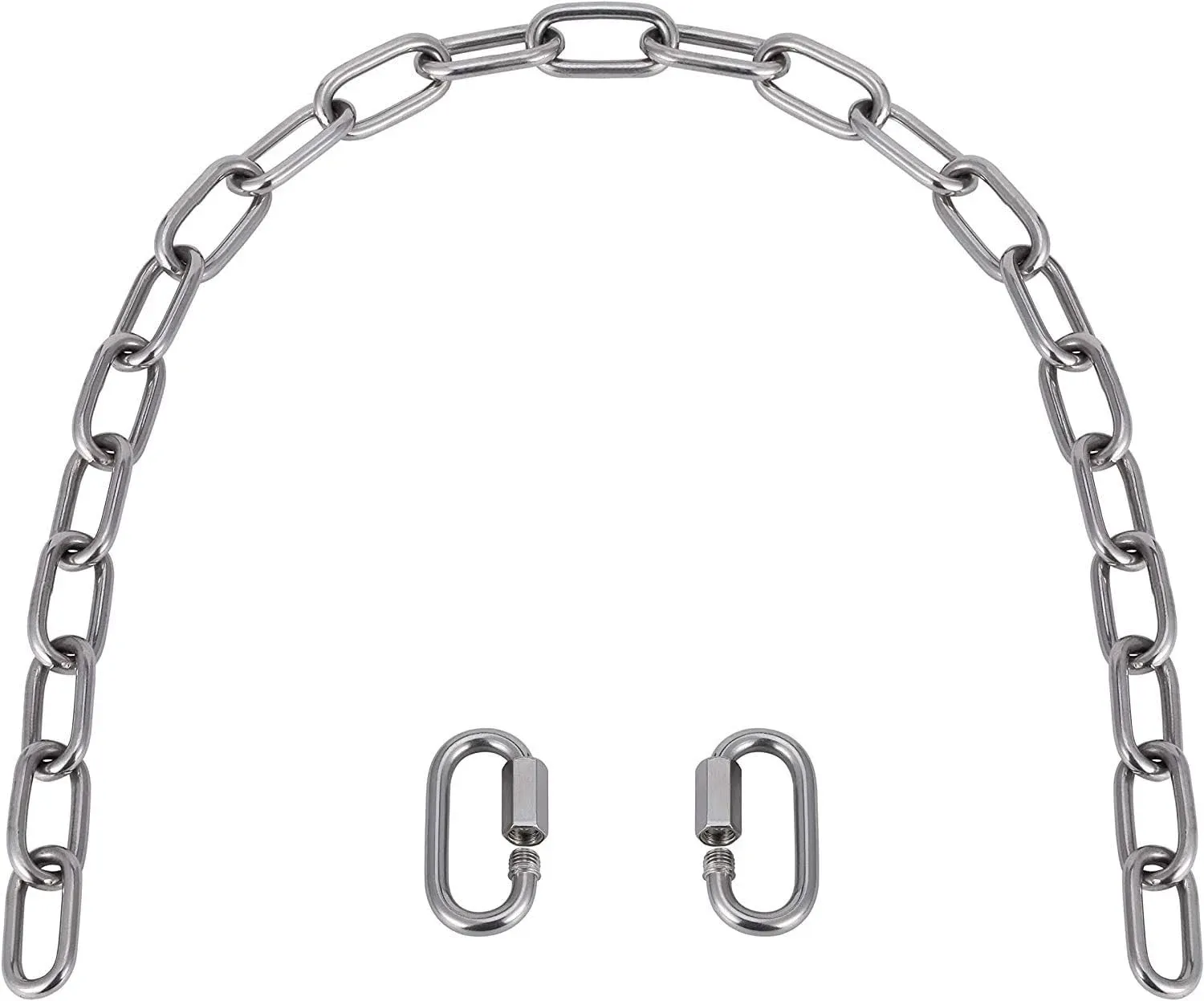 5mm Stainless Steel Link Chain, 316 Stainless Steel Chain with 2 Locking Snap Hooks, 2.3ft Metal Link Chain Hanging Chain for Yoga Swing Punching Bag