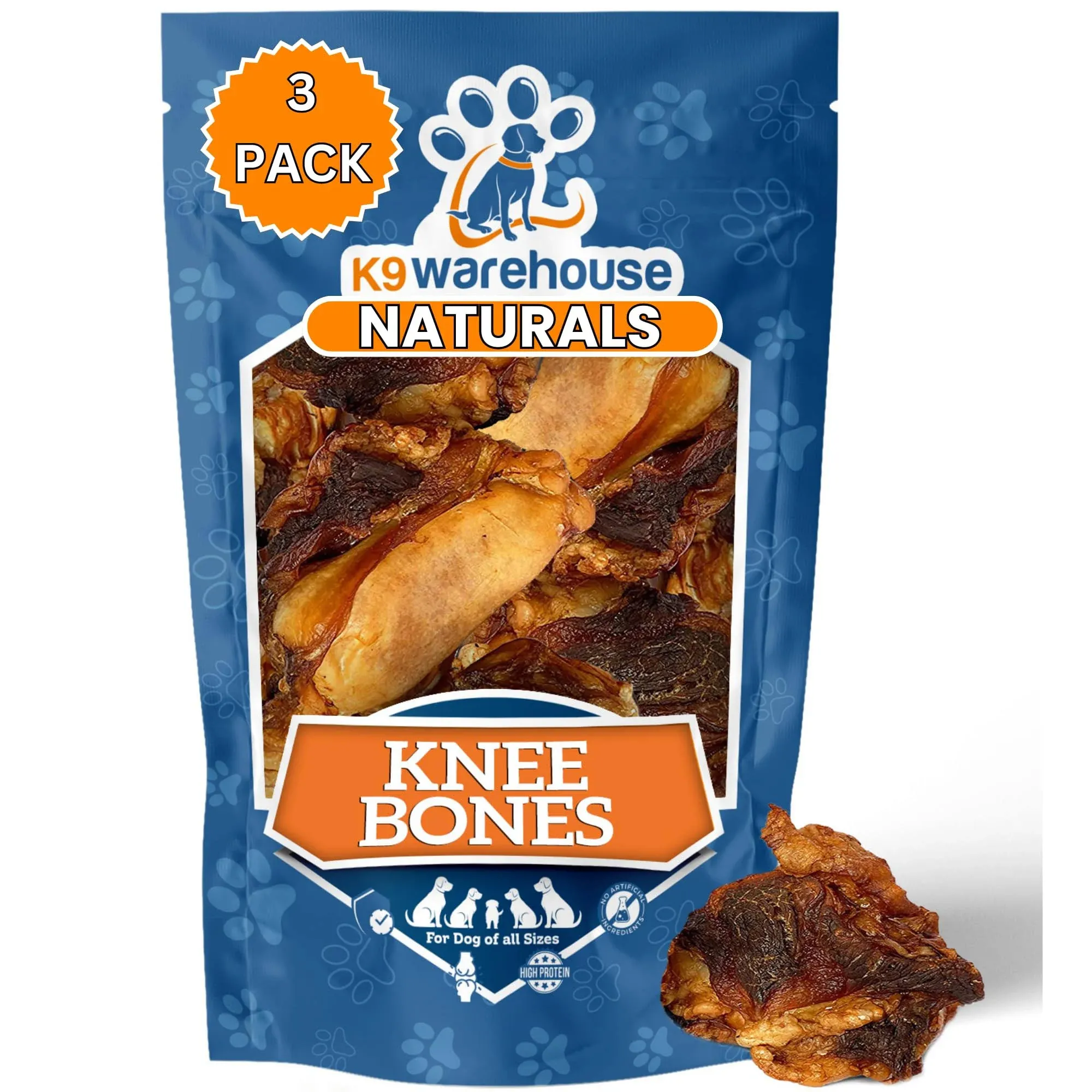 K9warehouse Knee Cap Bones Dog Chew Treats, 3 Count