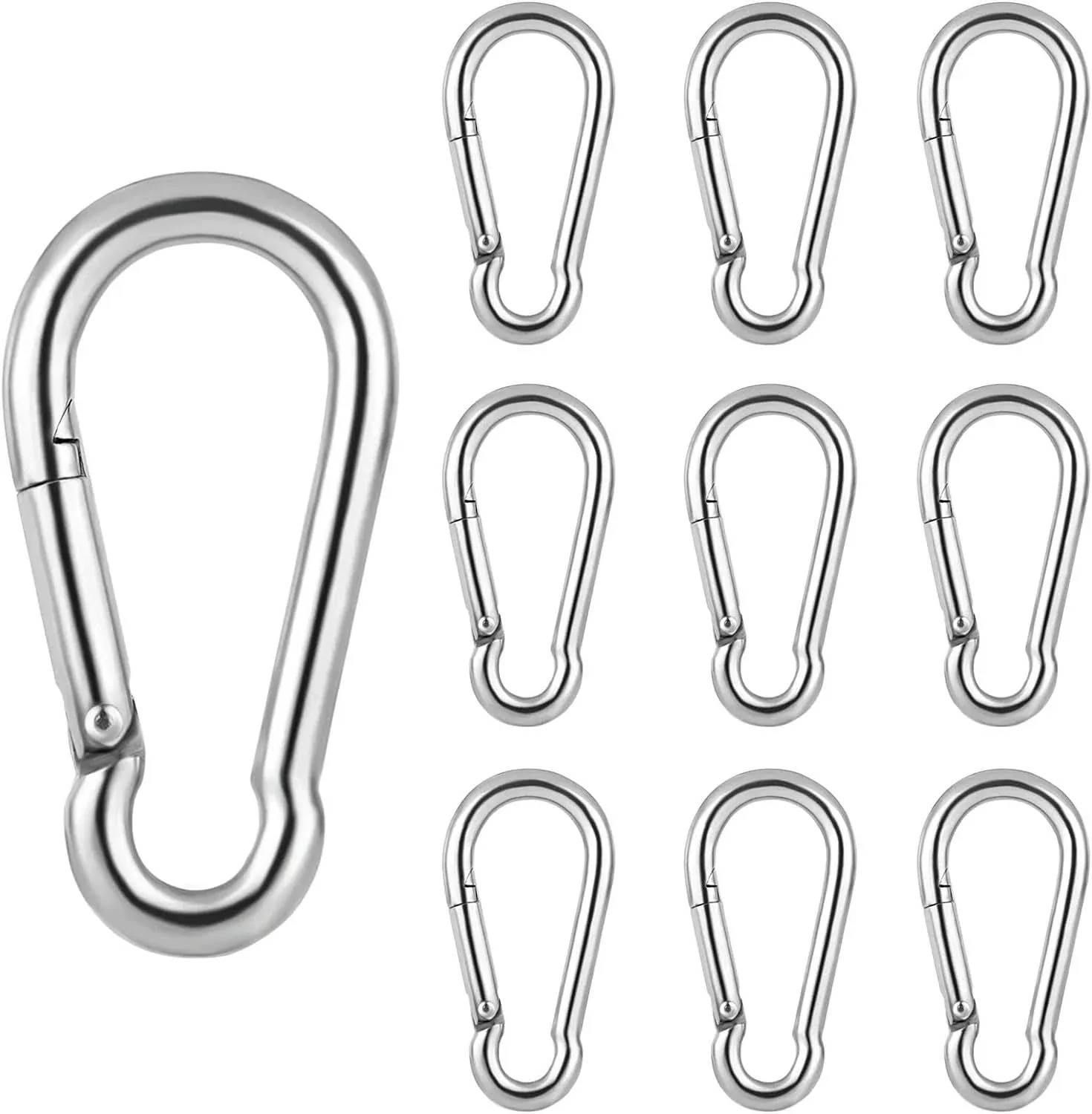 Benvo 10 Pcs Carabiner Clips Spring-Snap Hook M5 2 inch Quick Link 304 Stainless ...