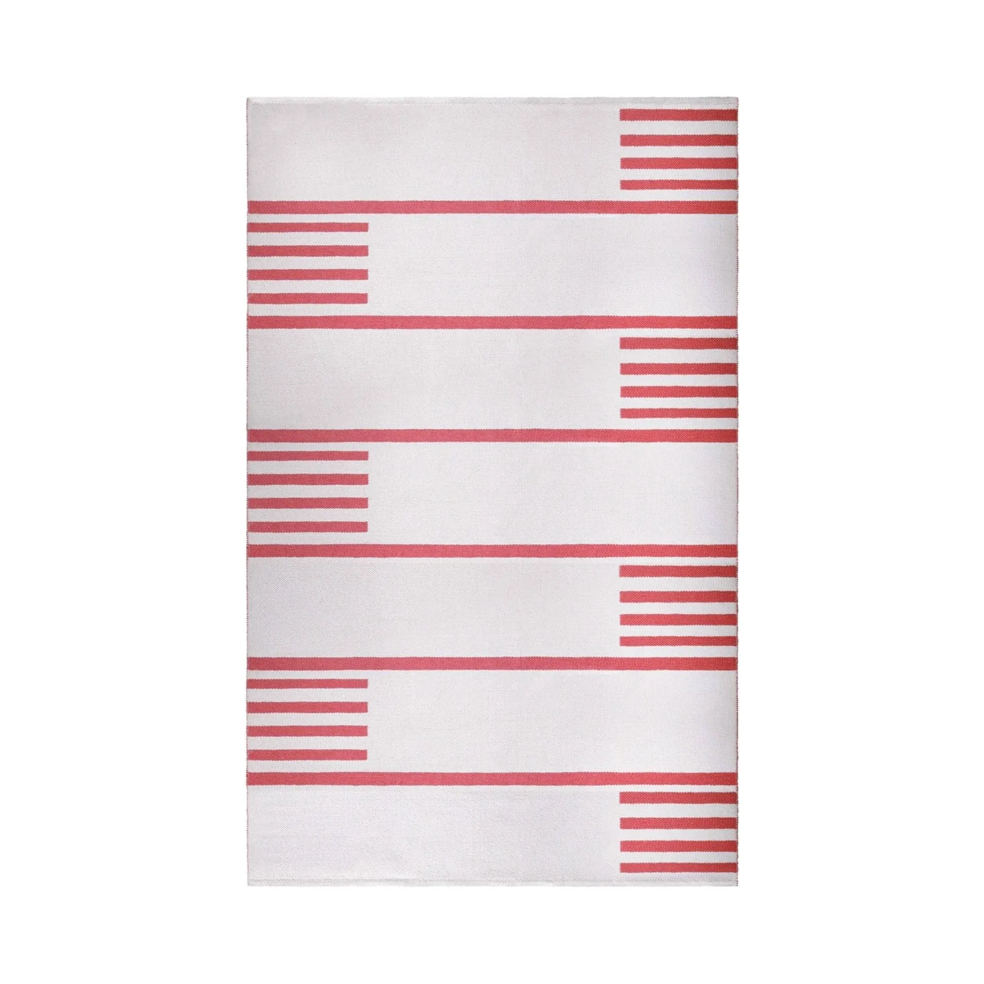 Superior Modern Line Pattern Indoor/ Outdoor Area Rug Ivory Red / 3'6"x5'6"