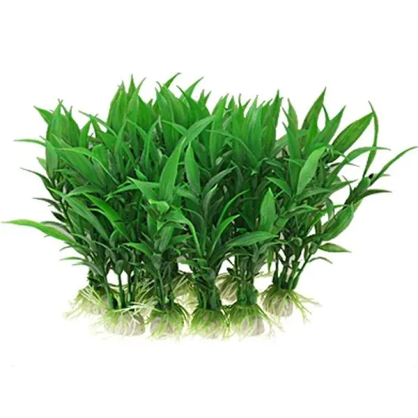 CNZ 10-Piece Green Plastic Aquarium Tank Plants Grass Decoration 4.5