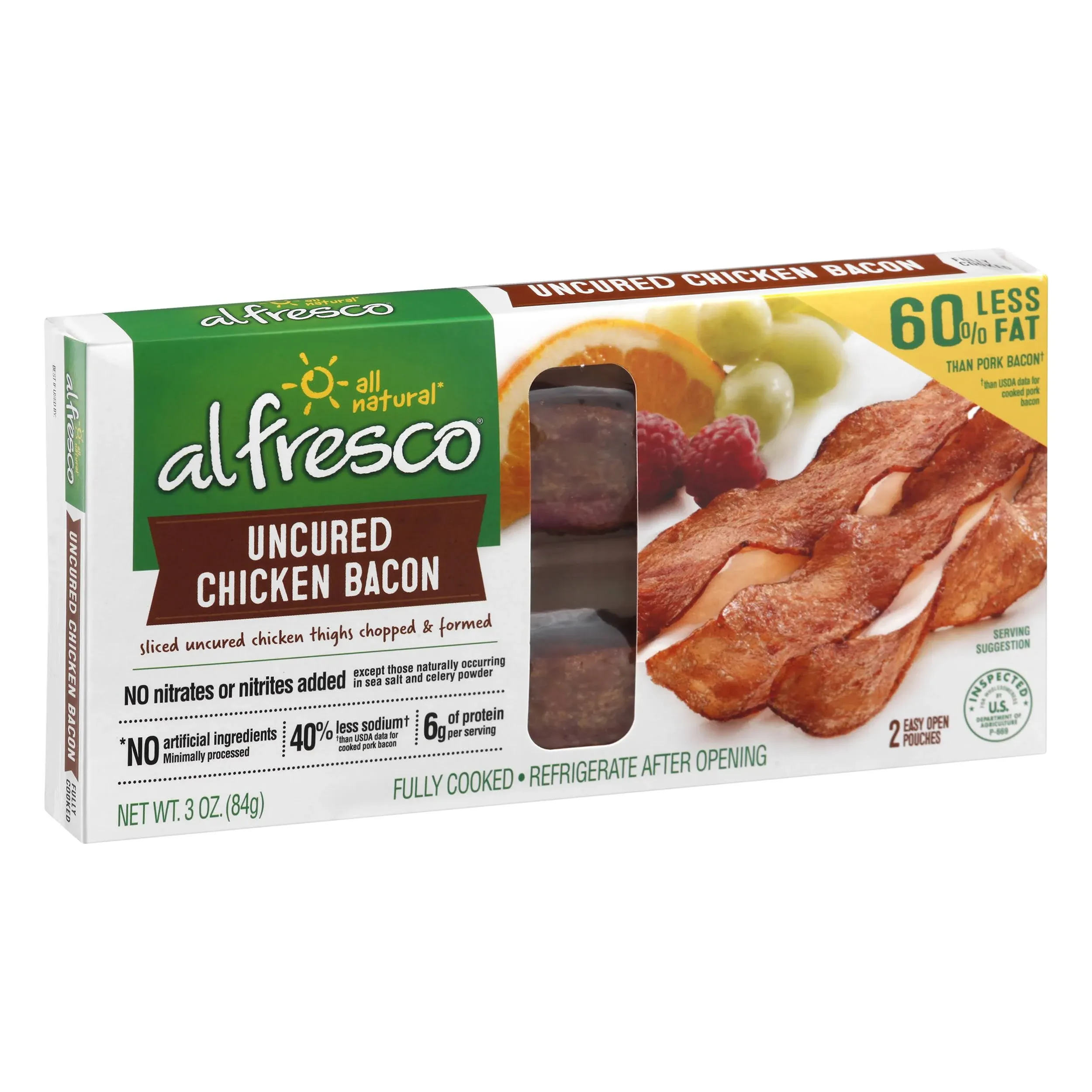 Fully Cooked Uncured Chicken Bacon 3 oz