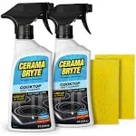 Cerama Bryte Daily Spray Cooktop and Stove Top Cleaner for Glass & Pads Combo Kit - Ceramic Surfaces, 16 Fluid Ounces, 4 Piece Set