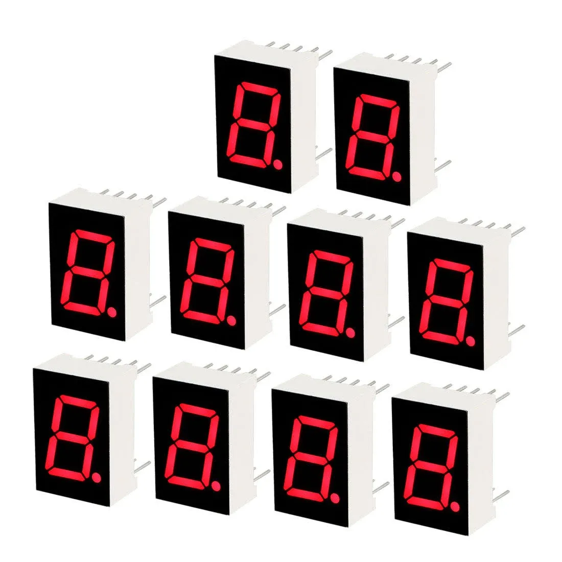 uxcell Common Cathode 10 Pin 1 Bit 7 Segment Display 1.1 x 0.79 x 0.35 Inch 0.55" Red LED Display Digital Tube 10pcs