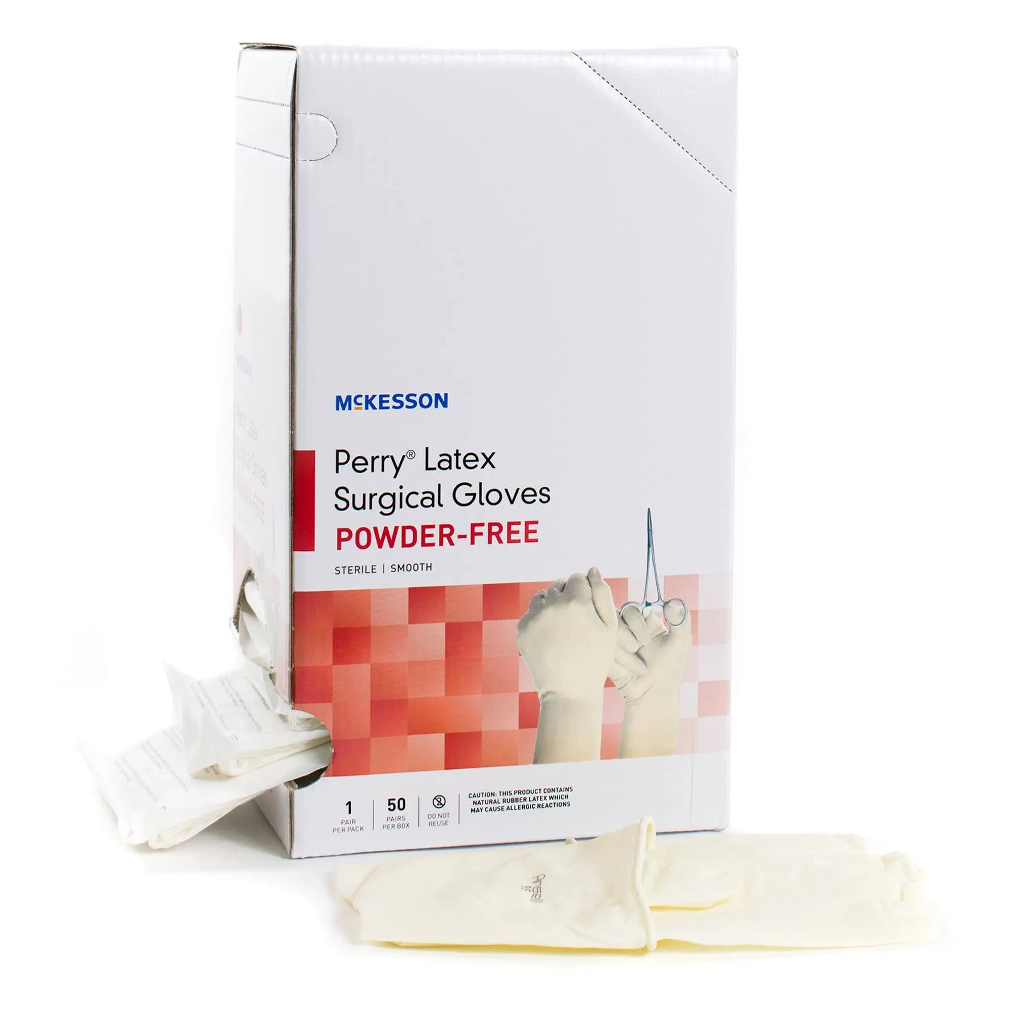 McKesson Perry Performance Plus Surgical Gloves, Size 7.5, Sterile – 20-1075N, Box of 50