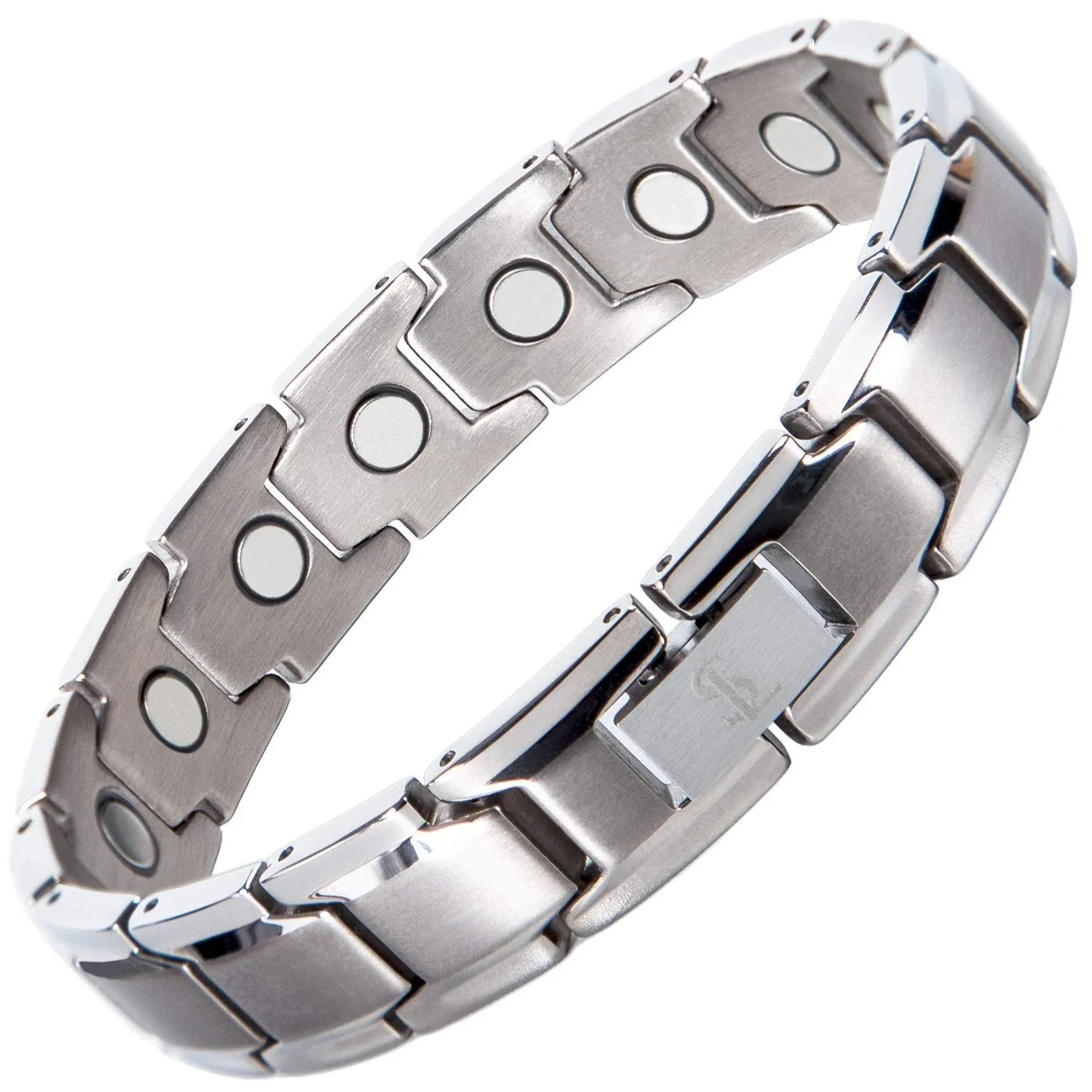 Smarter LifeStyle Elegant Titanium Magnetic Bracelet for Men and Women- Adjustable Bracelet Length with Sizing Tool for Perfect Fit, Women Mens Bracelet (Gunmetal Gray)