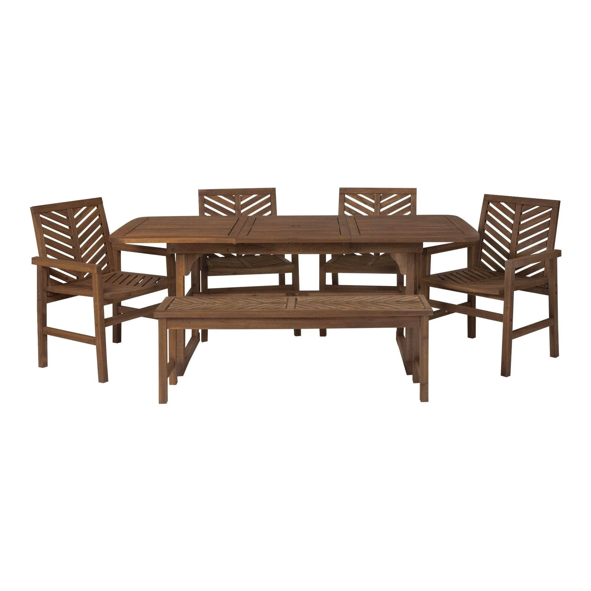 6-Piece Extendable Outdoor Patio Dining Set in Dark Brown - Walker Edison OW6TXVINDB