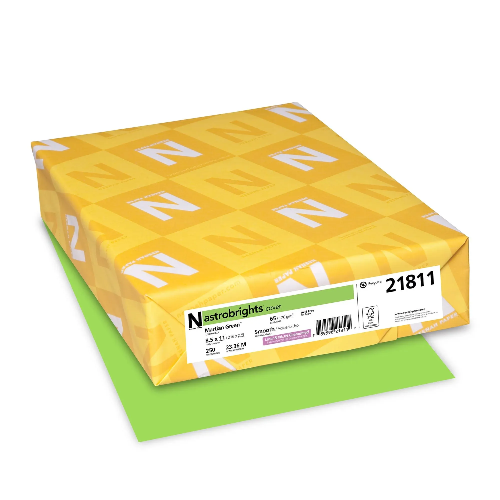 Neenah Paper Paper 8.5 x 11 65lb. lb. Cover Martian Green 2000/Carton 21811W