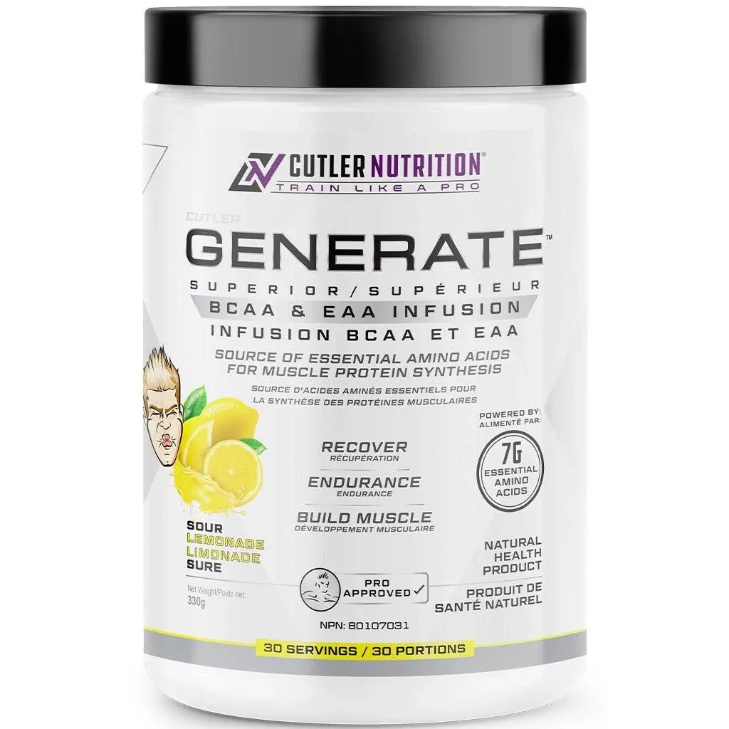 Cutler Nutrition GENERATE BCAA-EAA, 30 Servings Sour Lemonade