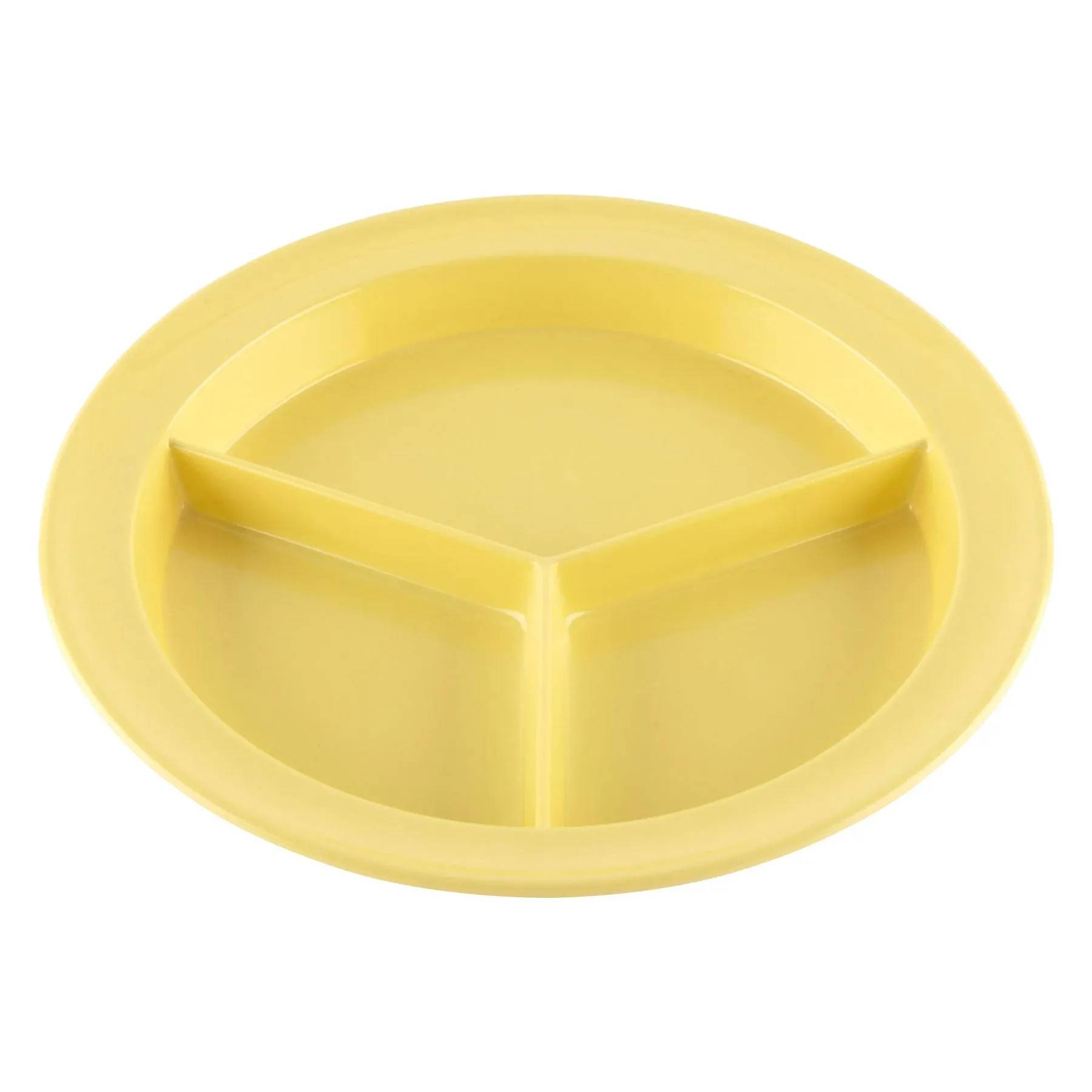 Get CP-530-Y Supermel Yellow Melamine 9" 3-Compartment Plate - 12/Case