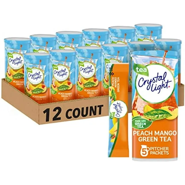 Crystal Light Sugar-Free Peach Mango Green Tea Naturally Flavored Powdered Drink Mix 60 Count Pitcher Packets