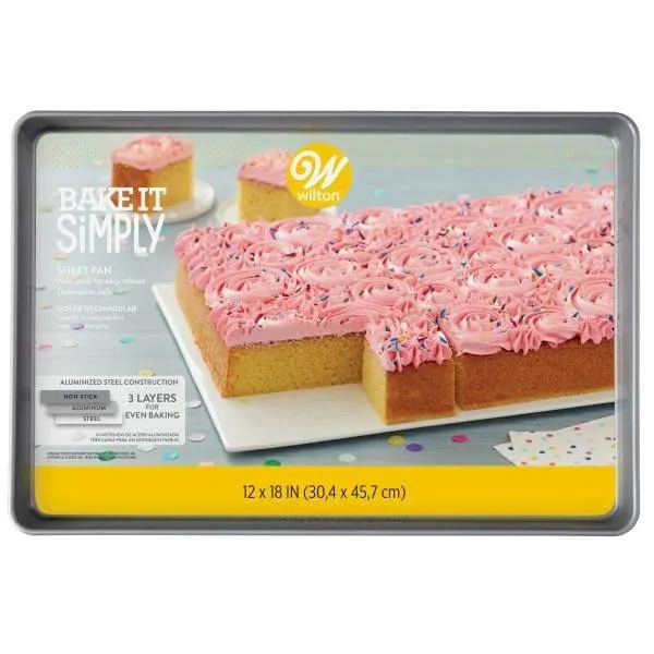 Wilton Bake It Simply Non-Stick Sheet Cake Pan, 12 x 18-Inch