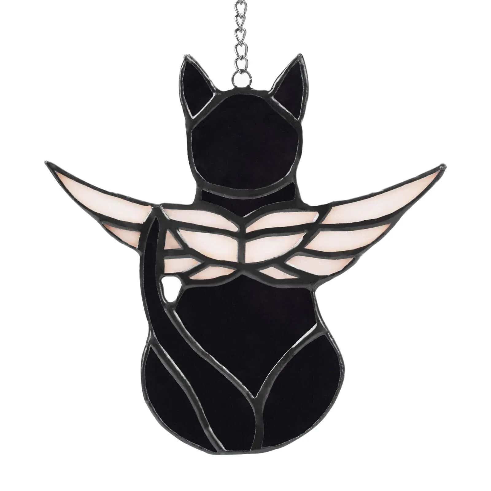 Mojoursa Angel Cat Memorial Gifts Angel Wing Cat Stained Glass Window Hanging...