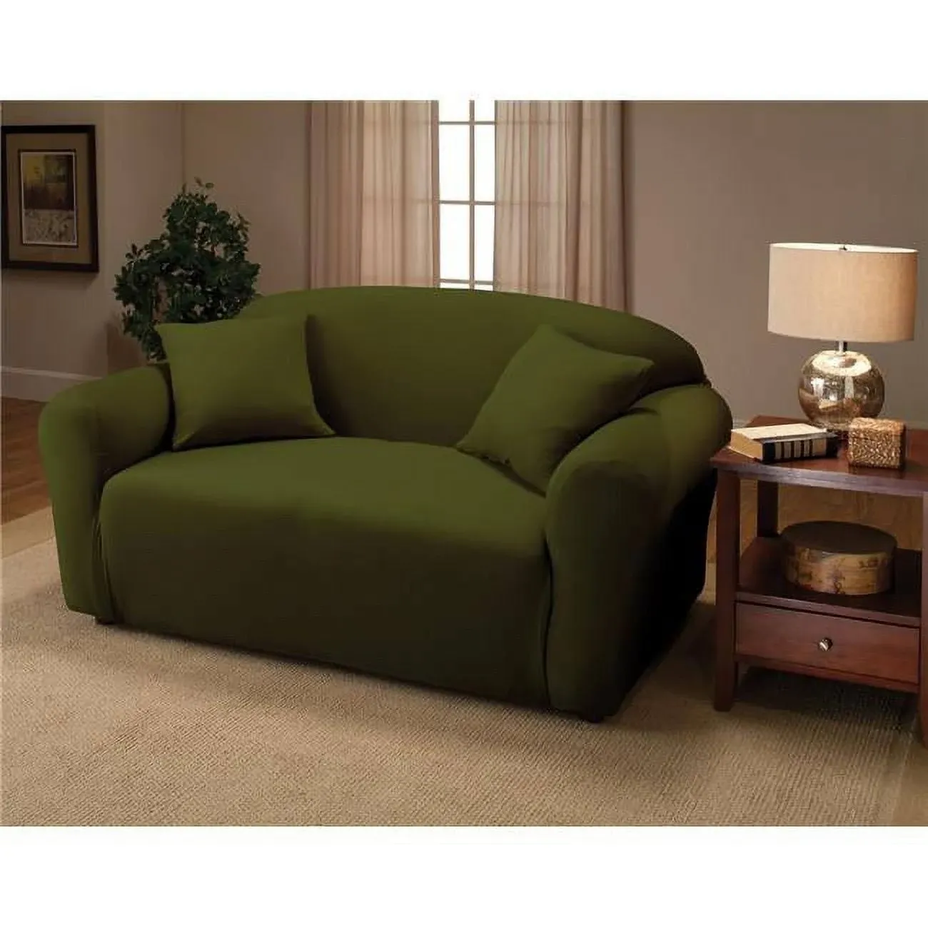 Madison JER-LOVE-FO Stretch Jersey Loveseat Slipcover; Forest