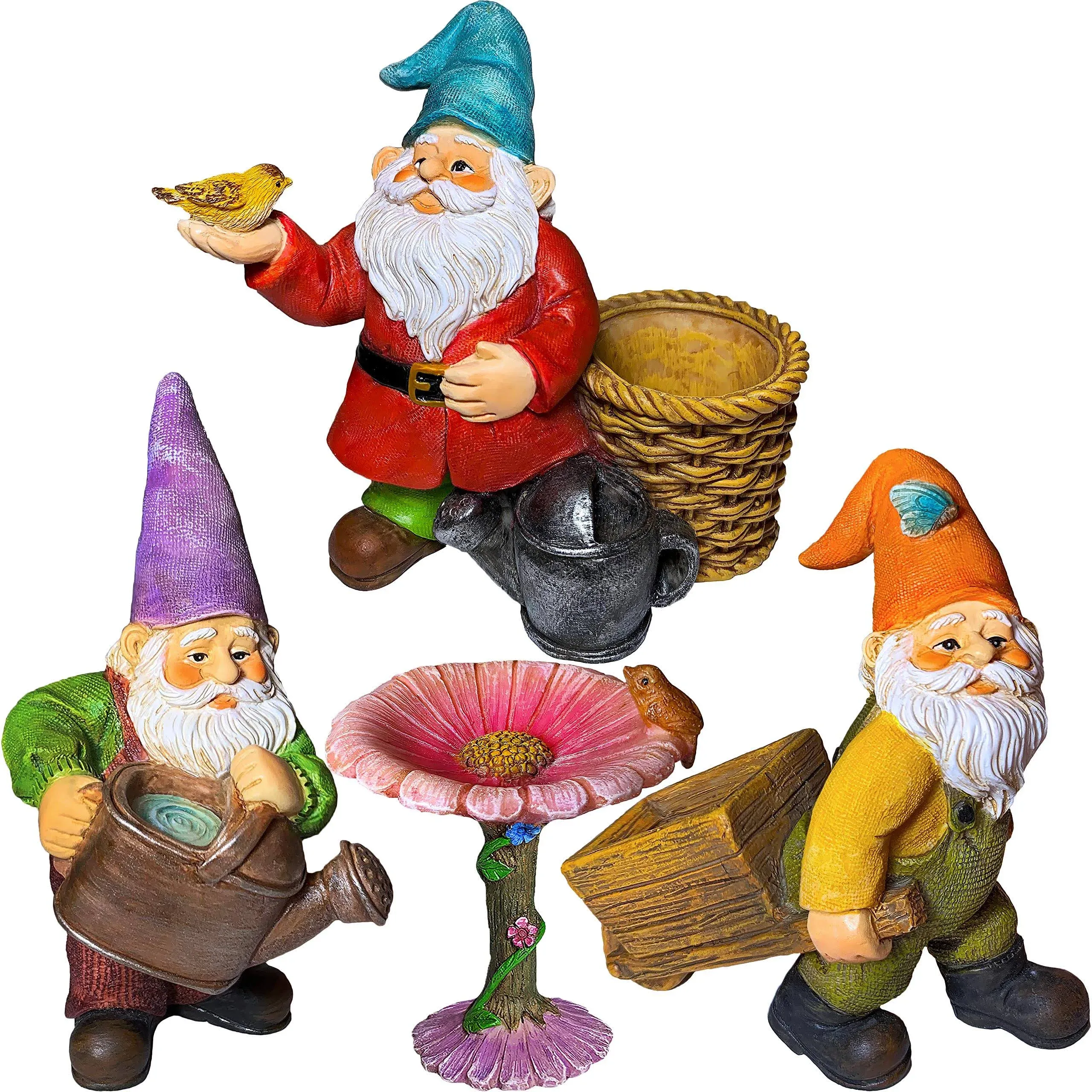 Miniature Gardening Gnomes Set of 4 Pcs - 3,5&#034; H Garden Gnome Figurines &amp; Acc...