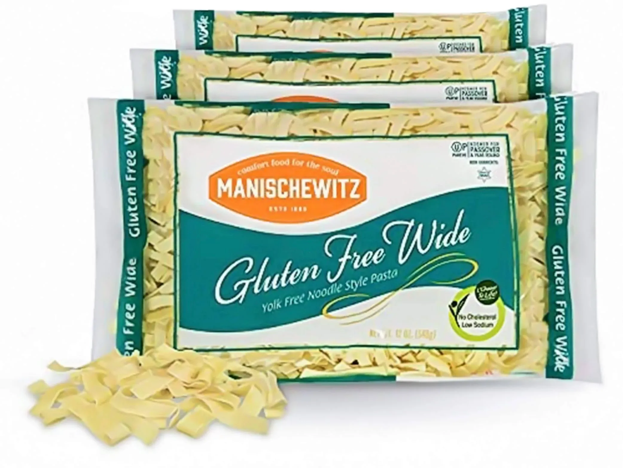 Manischewitz Gluten Free Shells, 12oz (3 Pack) All Natural, Yolk Free, Low Sodium, Kosher for Passover and Year Round