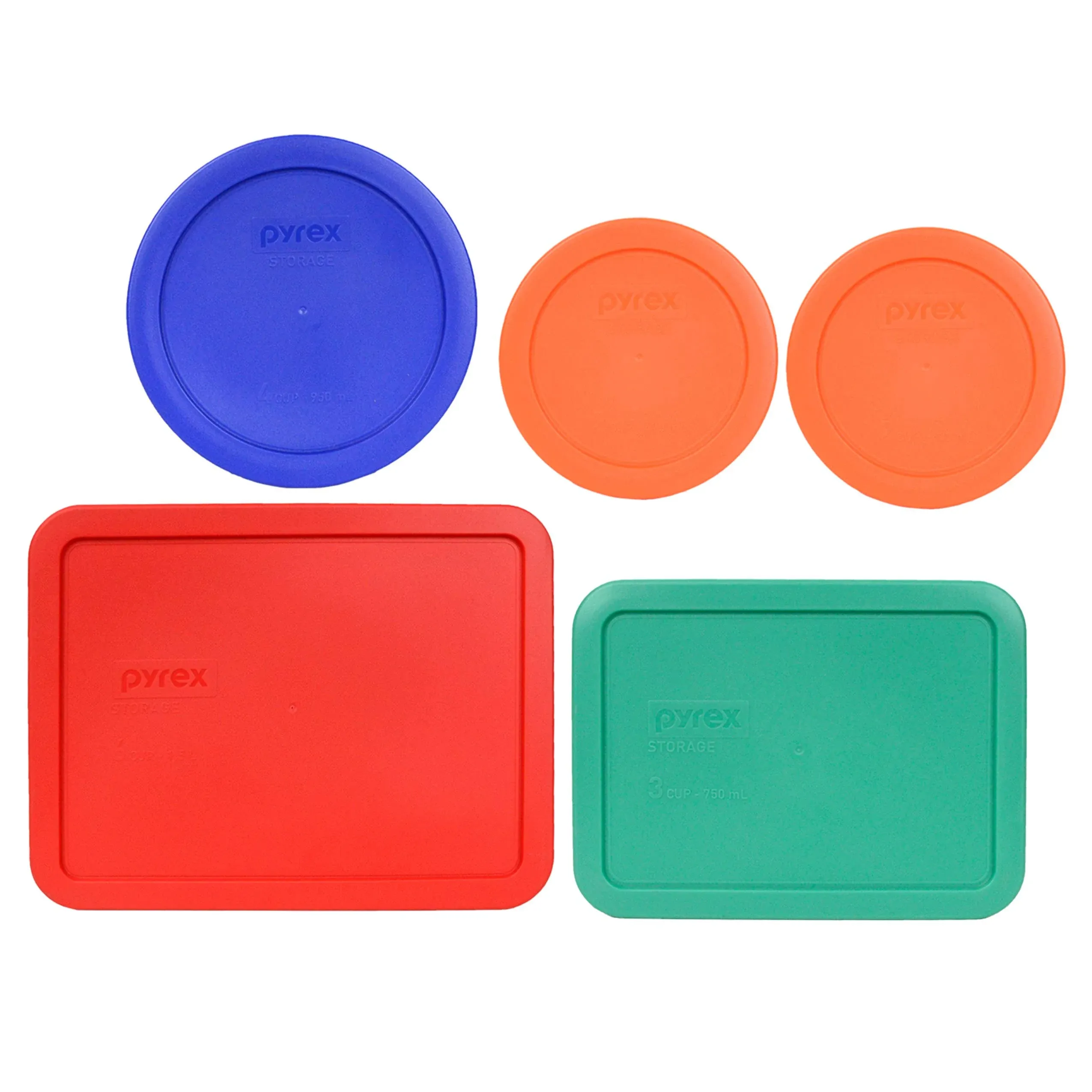 Pyrex Simply Store 7200-PC, 7201-PC, 7210-PC, and 7211-PC 5pc Plastic Lid Set