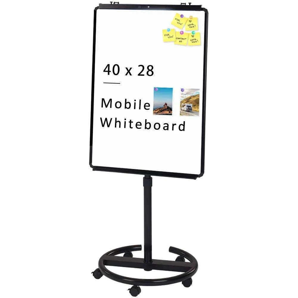 VIZ-PRO ECO Magnetic Mobile Whiteboard/Fli<wbr/>pchart Easel, Black, 28 X 40 Inches