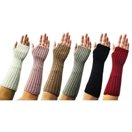 Arm Warmers, 6 Pairs for Women, Cable Knit Warm Winter Sleeve Fingerless Gloves ...