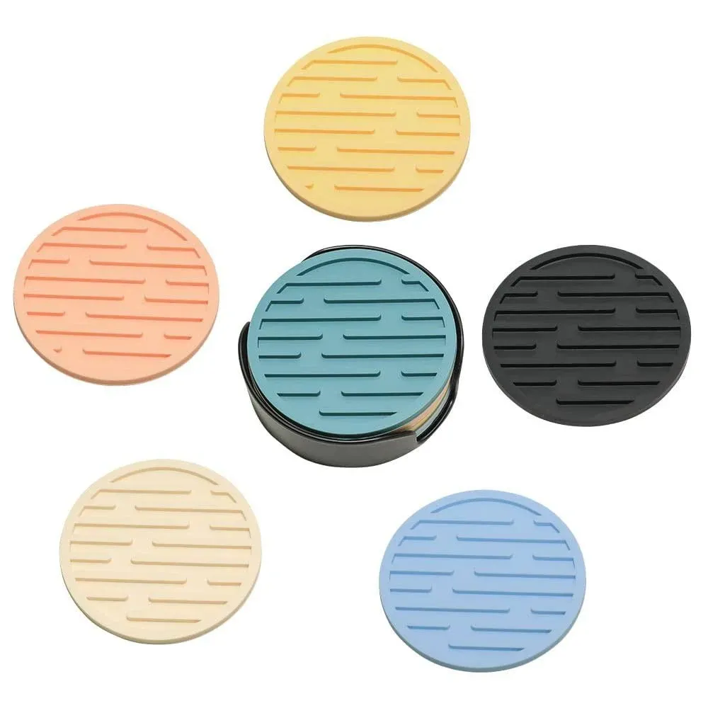 Feiyu Buy 6 Pack Silicone Coasters, Drink Coasters for Tabletop Protection, Bar ...