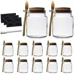 YEBODA 10oz Small Glass Storage Jars with Cork Lids and Spoons Yogurt Containers for PantryBathroomSpicesHoneyMousseCandyC