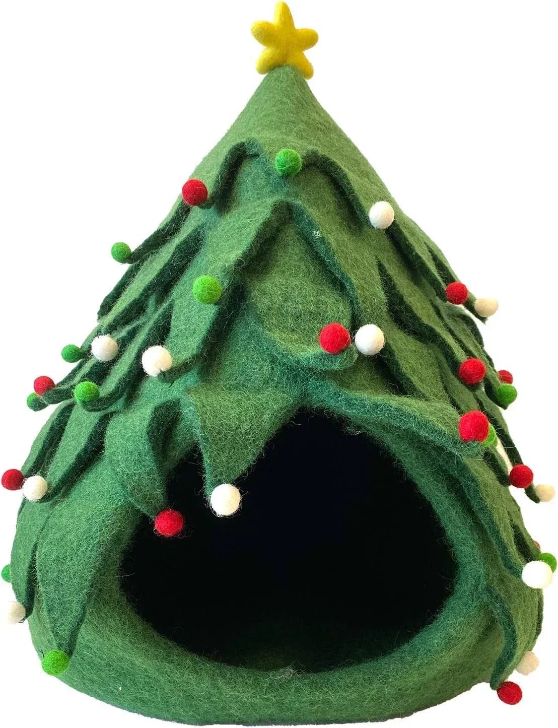 Midlee Christmas Tree Wool Cat Cave Bed