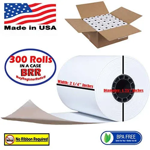 2 1/4 x 85 Thermal Paper Rolls (5 Cases - 250 Rolls) Cash Register Receipt Rolls ...