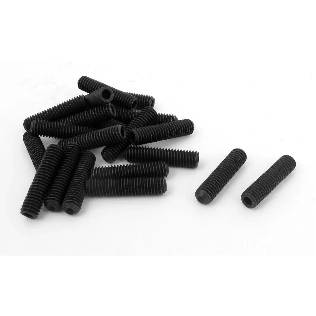 M6 x 25mm 1mm Pitch Hex Socket Set Cup Point Grub Screws Black 20pcs