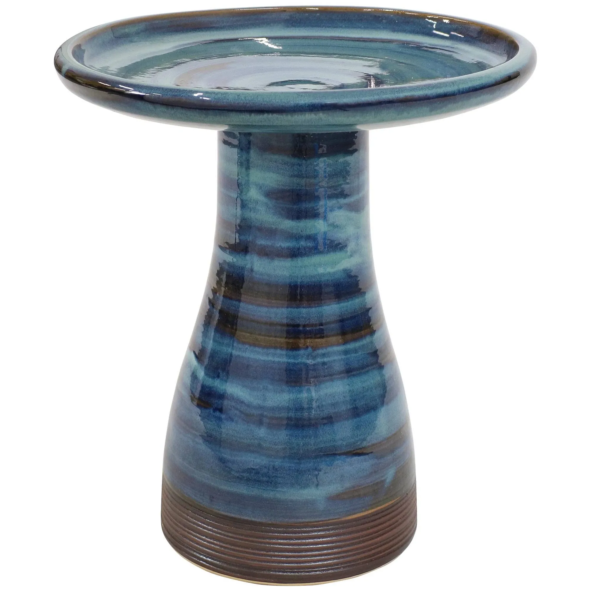 Sunnydaze Decor Duo-Tone Ceramic Bird Bath, Blue