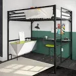 Dhp Miles Metal Full Loft Bed with Desk Black