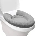 1pc Plain Toilet Seat Cover, Toilet Seat Cushion, Bathroom Soft Thicker Warmer With Snaps, Bathroom Accessories