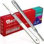 MedHelp Pack of 2 Scalpel Handle #3, High-Quality Stainless Steel Scalpel Handle No 3, Fits Surgical Blades No. 10, 10R, 11, 12, 13, 14, 15,