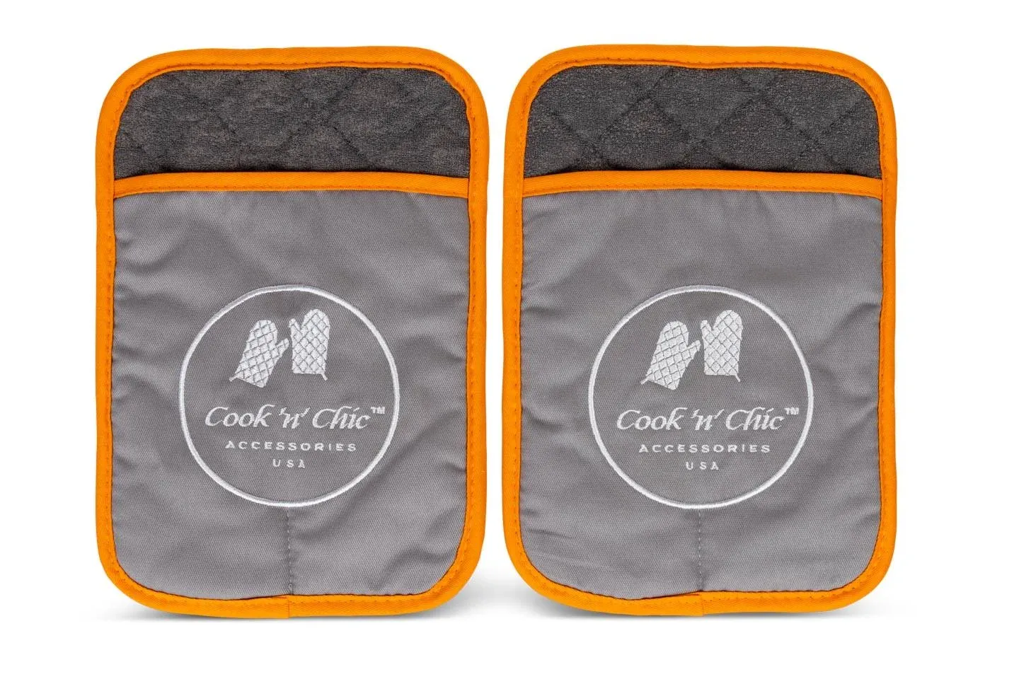 Pot Holders Set of 2 (Gray/Orange)