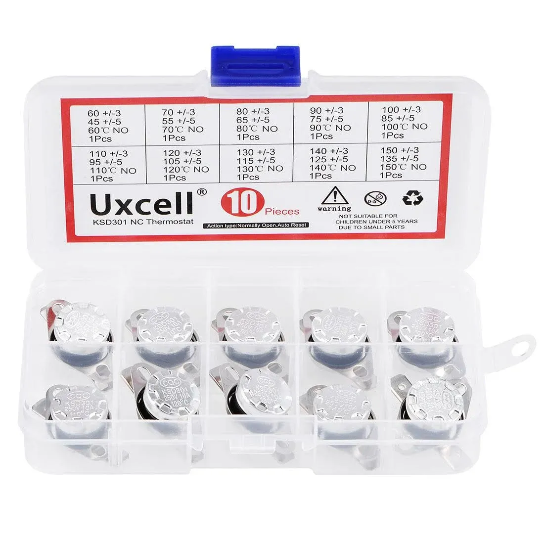 Uxcell 10pcs No KSD301 Thermostat 60-150°C(140-302°F) Temperature Thermal Control ...