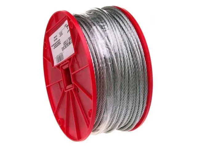 Campbell Chain Galvanized Steel Wire Rope on Reel, 7x7 Strand Core, 3/32" Bare OD ...