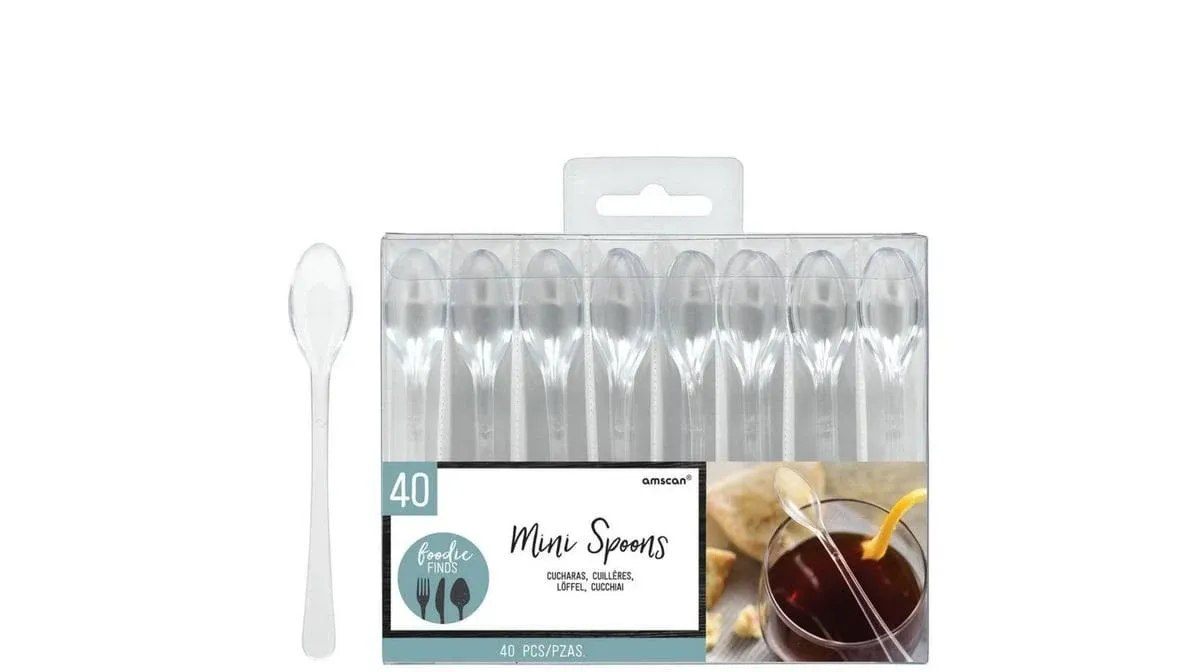 Mini Plastic Clear Spoons 40ct