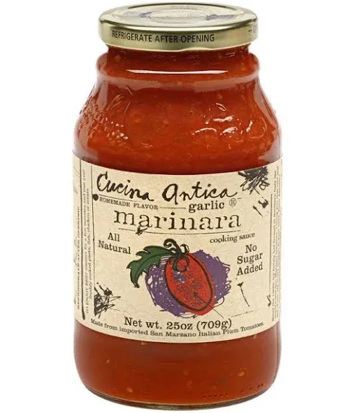 Cucina Antica - Garlic Marinara Pasta Sauce - 25oz (Pack of 6) - Non GMO, Whole 30 Approved, Gluten Free