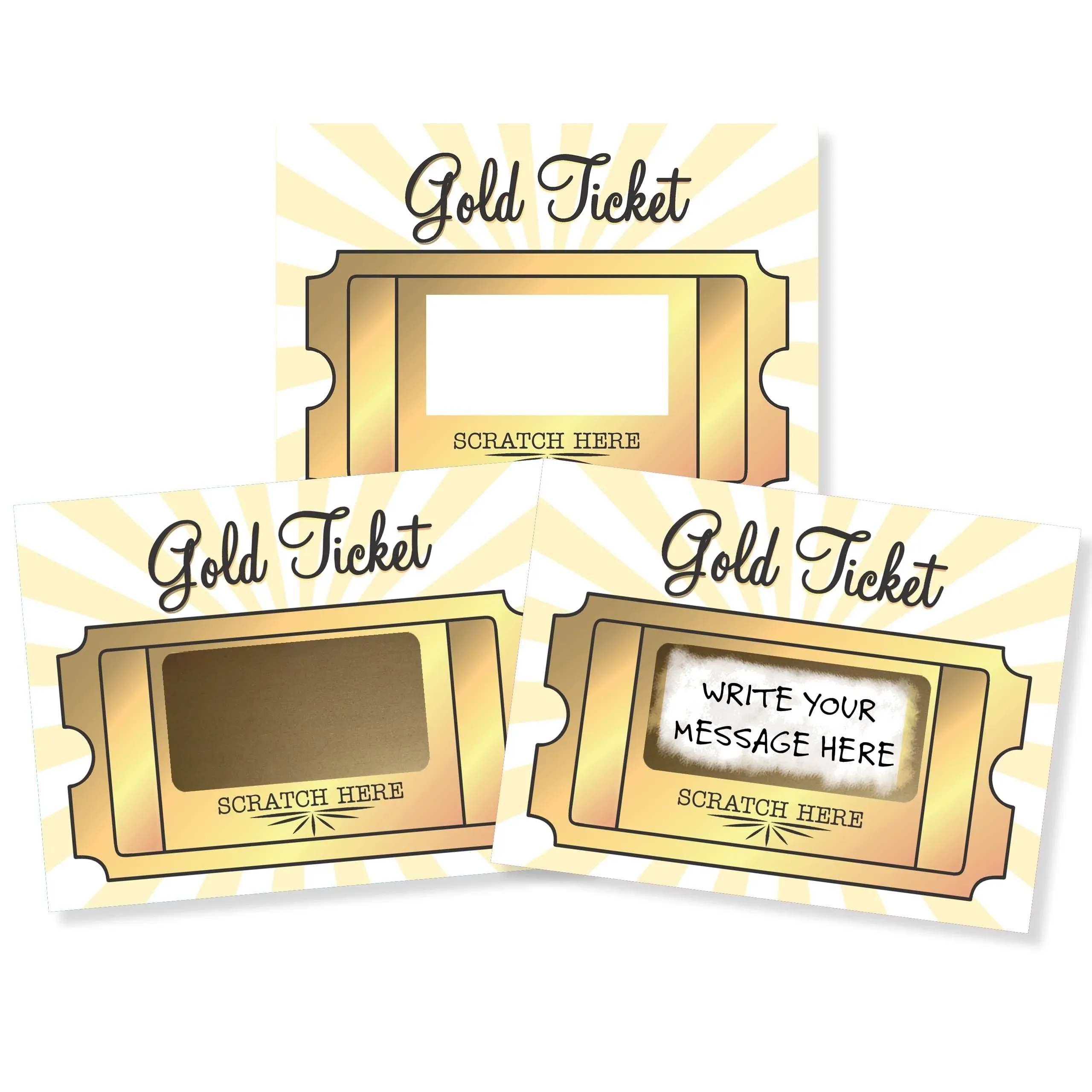 My Scratch Offs - 20 Pack Golden Ticket DIY Make Your Own Scratch Off Tickets & Stickers for Small Business, Prizes, Games, Prom