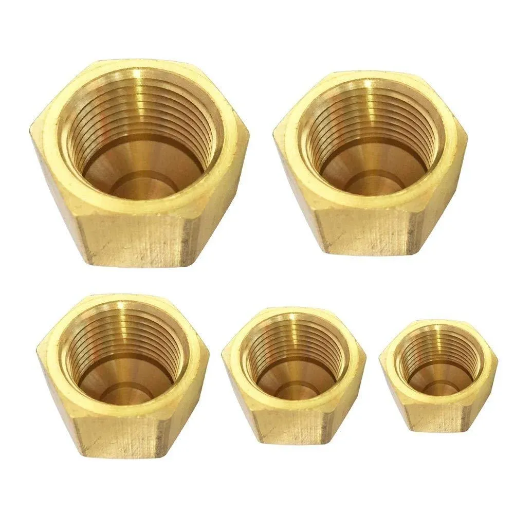 Brass Flare Cap Assortment Kits SAE 45 Degree Flared Tube Fitting for 1/4&#034; 5/...